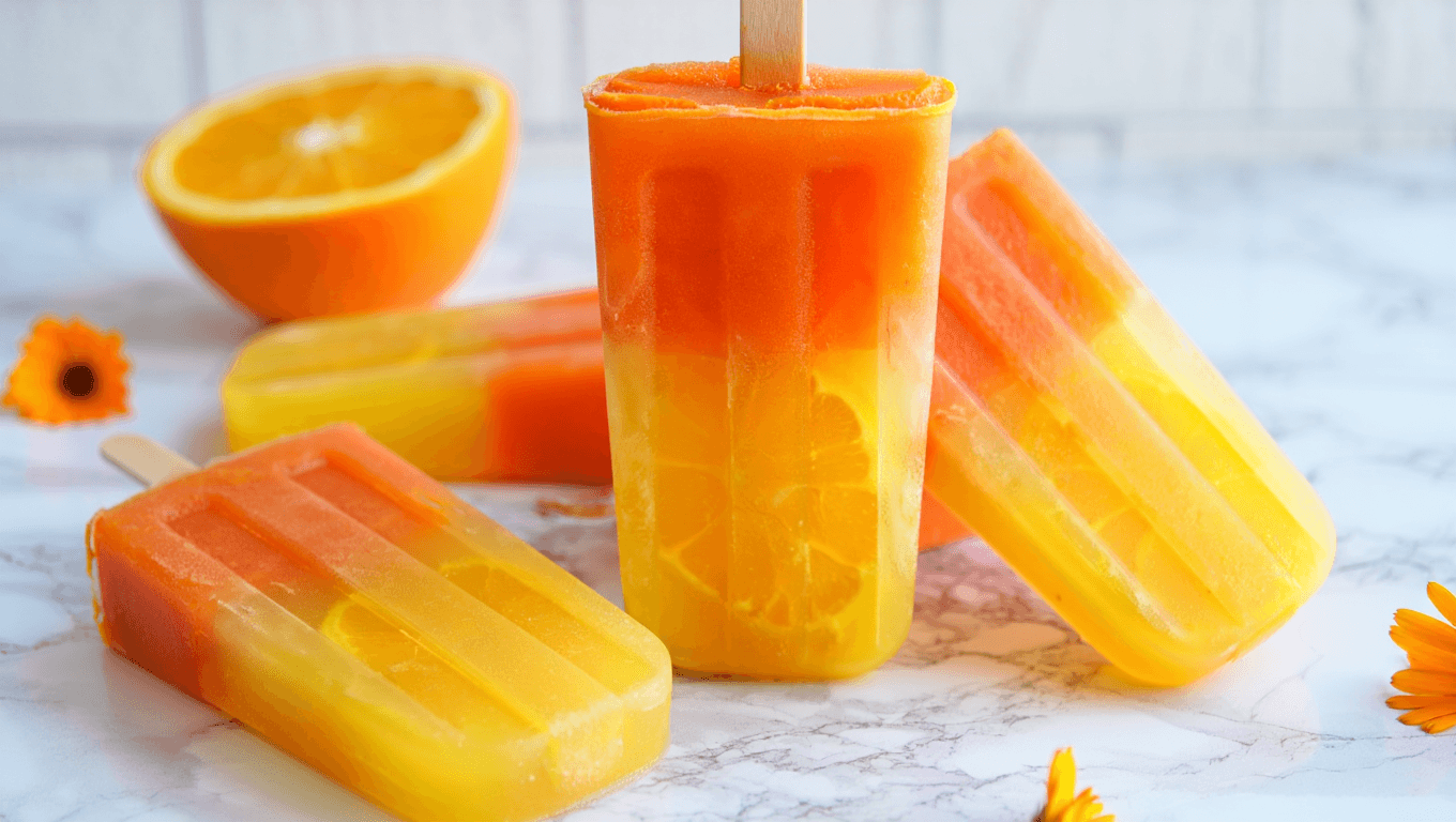 Vitamin C Carrot Calendula Orange Popsicles Recipe