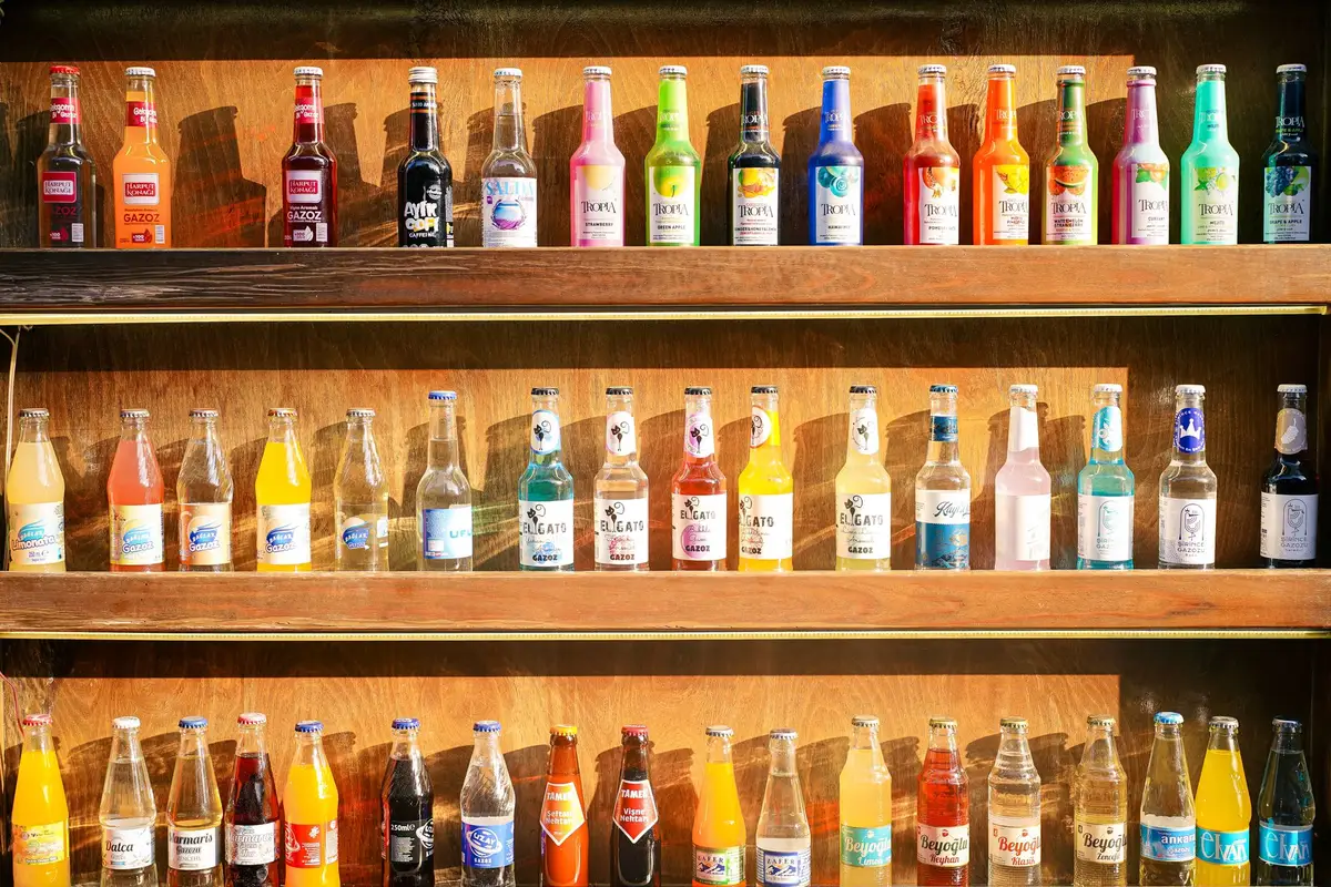 Bouteilles fermées contenant du kombucha aromatisé avec fruits et herbes pour la seconde fermentation