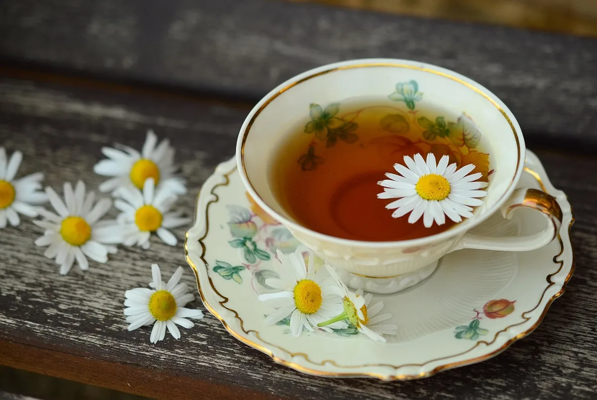 Tasse de tisane apaisante avec camomille et lavande pour favoriser le sommeil