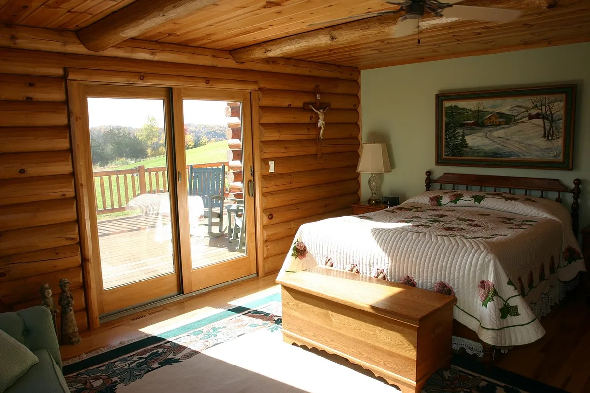 Chambre sombre et rangée avec literie soignée favorisant le sommeil